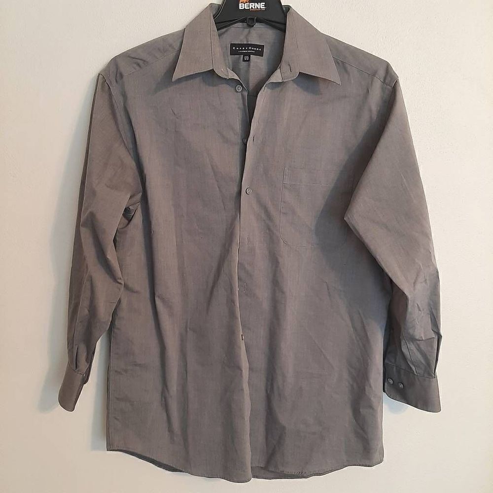 Crazy horse long sleeve dress shirt, grey, 15 1/2, wrinkle free